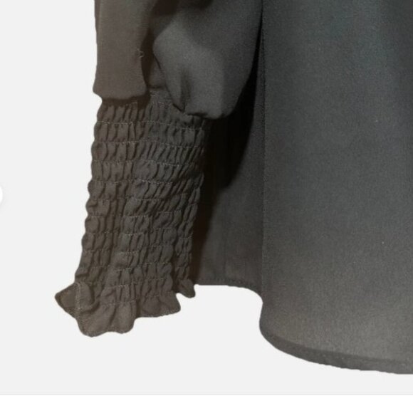 Nanette Lepore Black Semi Sheer Blouse Long Sleeve Lightweight Womens Size Large - Picture 4 of 9